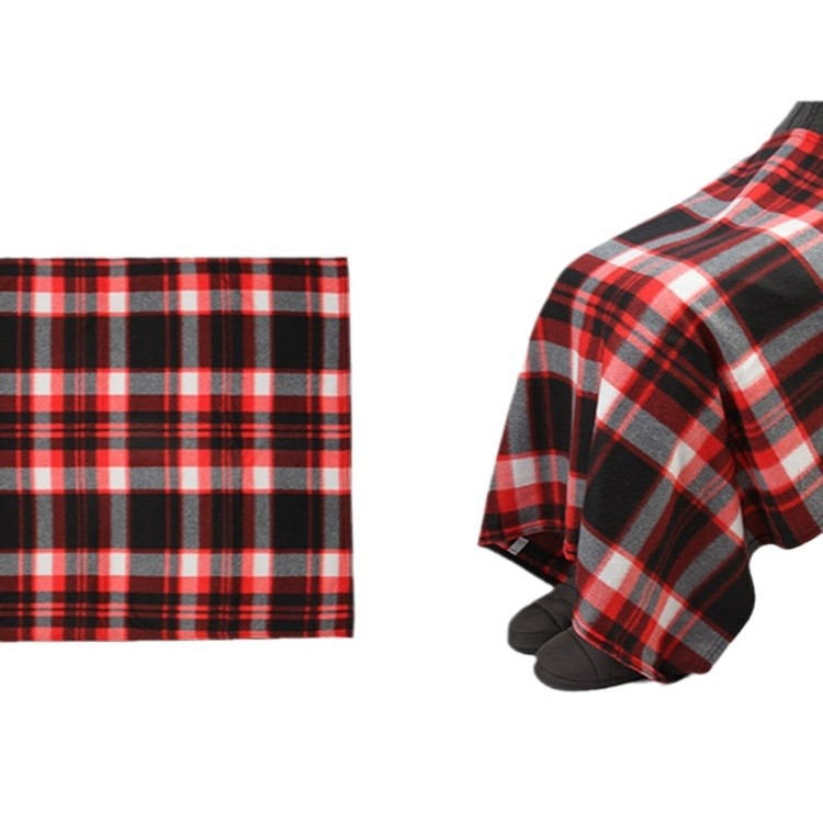 Κουβέρτα γόνατος διπλής όψης από βελούδο με καρό γεωμετρικό σχέδιο, πολυεστέρας 150 g, άνοιξη και φθινόπωρο