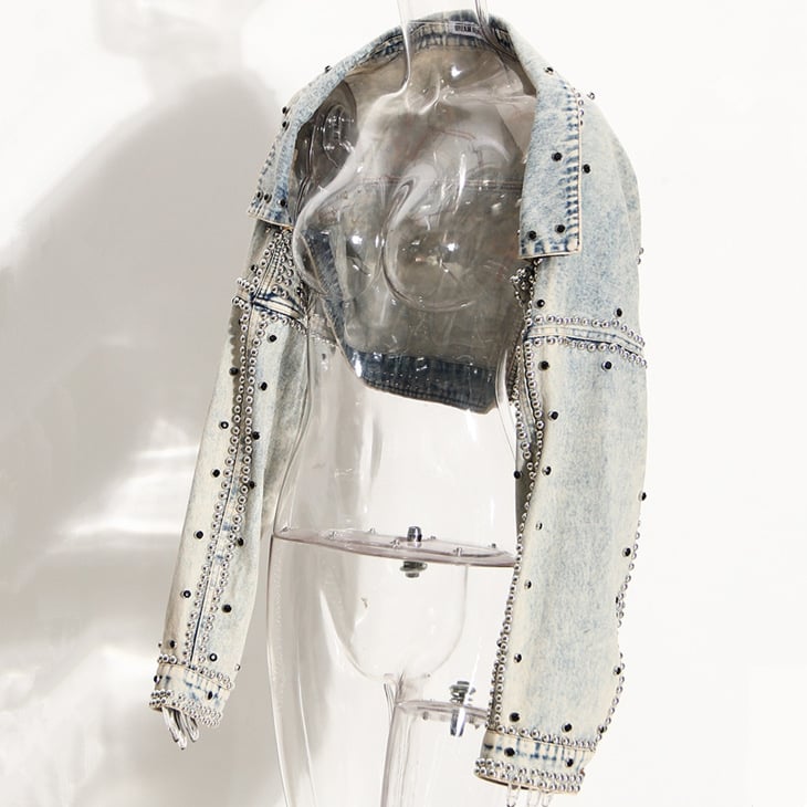 Bavlneno-denimová krátka bunda, voľný strih, krátka dĺžka, štýl Temperament Commuter