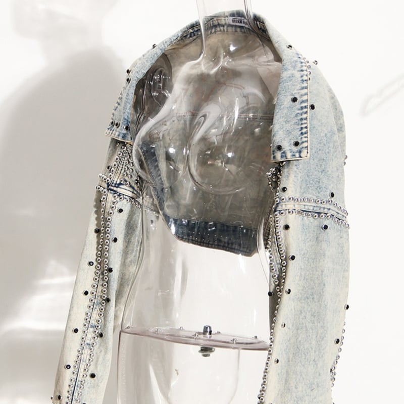 Bavlneno-denimová krátka bunda, voľný strih, krátka dĺžka, štýl Temperament Commuter