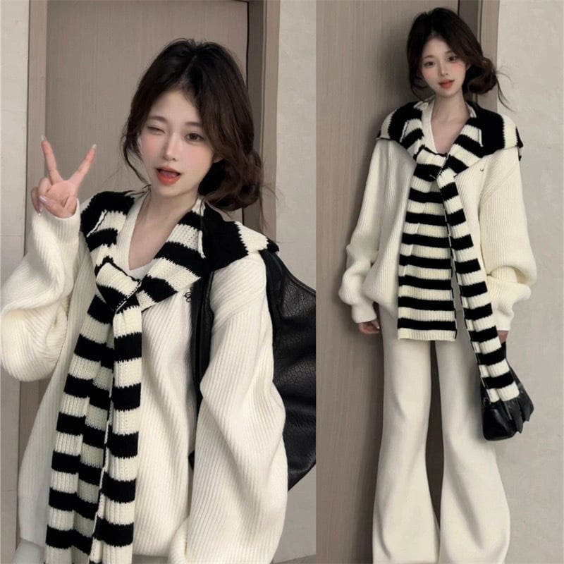 Koreai stílusú pulóver shawl gallérral – poliészter, karcsúsított szabás, hosszú ujjú, kerek nyak