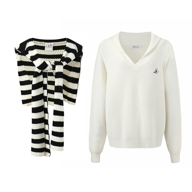 Koreai stílusú pulóver shawl gallérral – poliészter, karcsúsított szabás, hosszú ujjú, kerek nyak