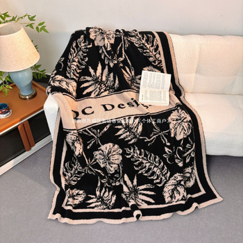 Koral fleece pléd, növények és virágok mintával, könnyed luxus stílus, 3% zsugorodás