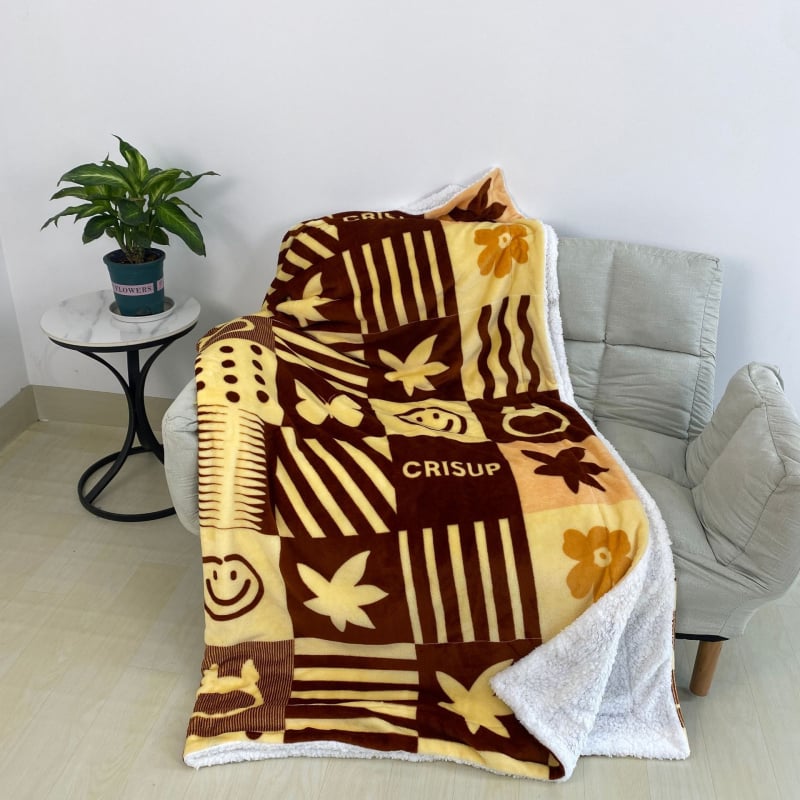 Kétoldalas poliészter flanel takaró Harvest Festival mintával, 300–500 g, tavasz–ősz, testreszabás elérhető