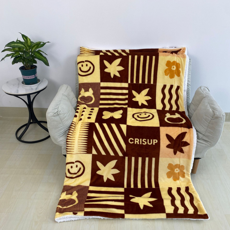 Kétoldalas poliészter flanel takaró Harvest Festival mintával, 300–500 g, tavasz–ősz, testreszabás elérhető