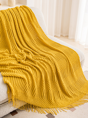 Nordická vlnená deka – jednofarebný vzor na sedačku a domáce dekorácie, zmrštenie 3–5%, odolnosť farieb 2–3%