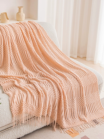 Nordická vlnená deka – jednofarebný vzor na sedačku a domáce dekorácie, zmrštenie 3–5%, odolnosť farieb 2–3%