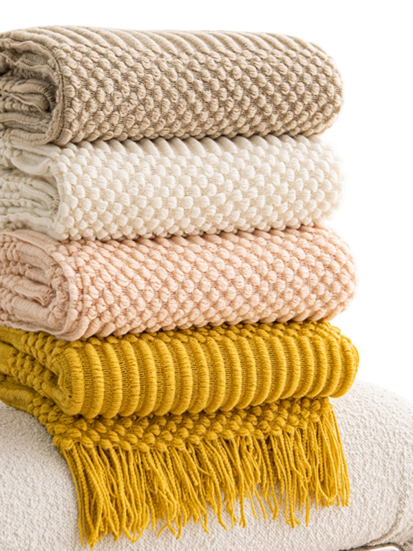 Nordická vlnená deka – jednofarebný vzor na sedačku a domáce dekorácie, zmrštenie 3–5%, odolnosť farieb 2–3%