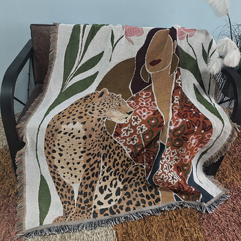 Művészi absztrakt kötött pléd - poliészter-pamut keverék, 1000–1499 g, figurás minta, prémium termék, INS stílus