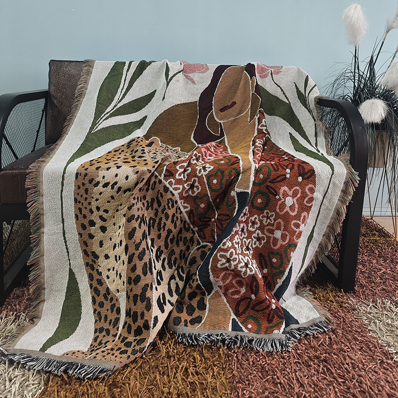 Művészi absztrakt kötött pléd - poliészter-pamut keverék, 1000–1499 g, figurás minta, prémium termék, INS stílus