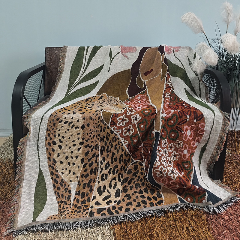 Művészi absztrakt kötött pléd - poliészter-pamut keverék, 1000–1499 g, figurás minta, prémium termék, INS stílus