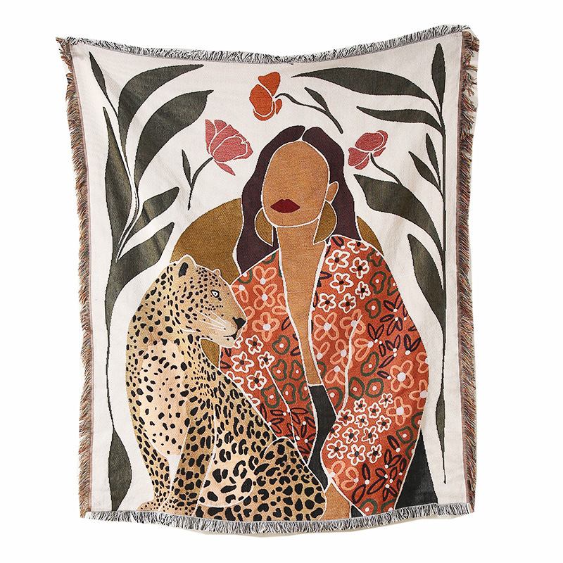 Művészi absztrakt kötött pléd - poliészter-pamut keverék, 1000–1499 g, figurás minta, prémium termék, INS stílus