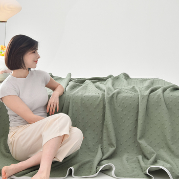 Pamut kötött jacquard takaró, antibakteriális, anyáknak és babáknak, 1000–1499 g/m², minden évszakra, geometriai mintával, modern minimál stílus