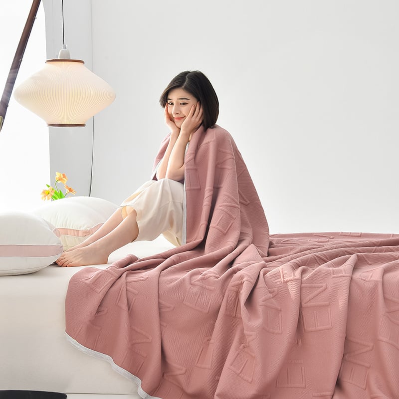 Pamut kötött jacquard takaró, antibakteriális, anyáknak és babáknak, 1000–1499 g/m², minden évszakra, geometriai mintával, modern minimál stílus