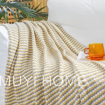 Nordický pletený prikrývka pre kanceláriu a sedačku, z polyesterových vlákien, na všetky ročné obdobia, s motívom rastlín a kvetov