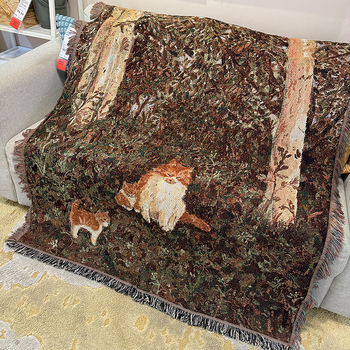 Deka s mačkom u karikaturi, jacquard pleteni, smjesa pamuka-nitrila, 800–999 g, za sve sezone