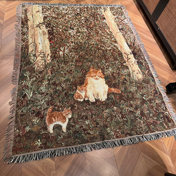 Deka s mačkom u karikaturi, jacquard pleteni, smjesa pamuka-nitrila, 800–999 g, za sve sezone