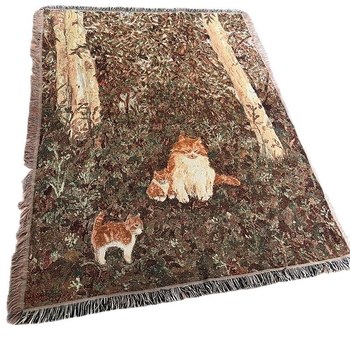 Deka s mačkom u karikaturi, jacquard pleteni, smjesa pamuka-nitrila, 800–999 g, za sve sezone