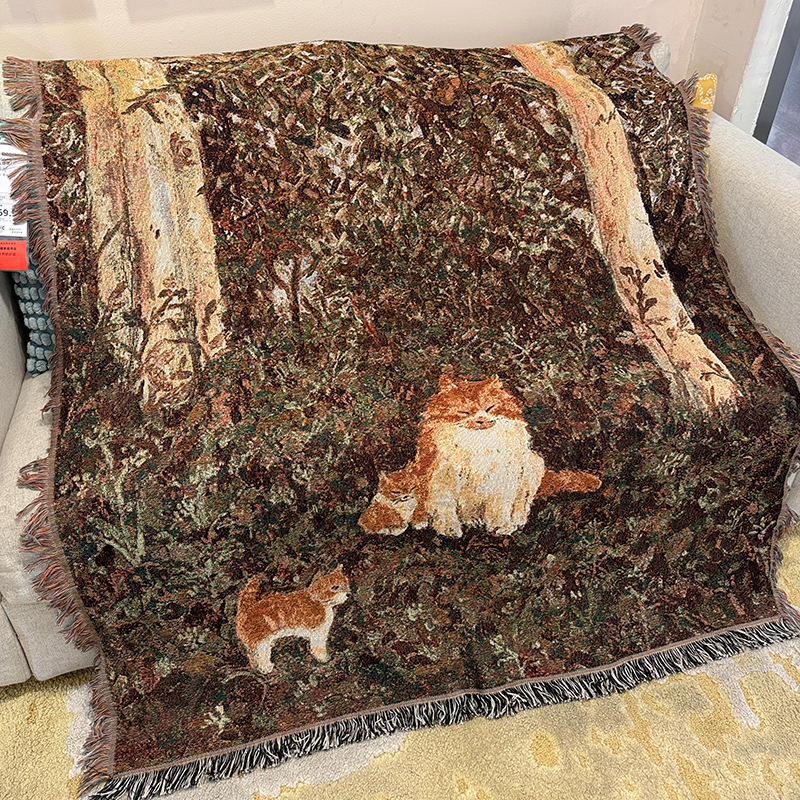 Deka s mačkom u karikaturi, jacquard pleteni, smjesa pamuka-nitrila, 800–999 g, za sve sezone