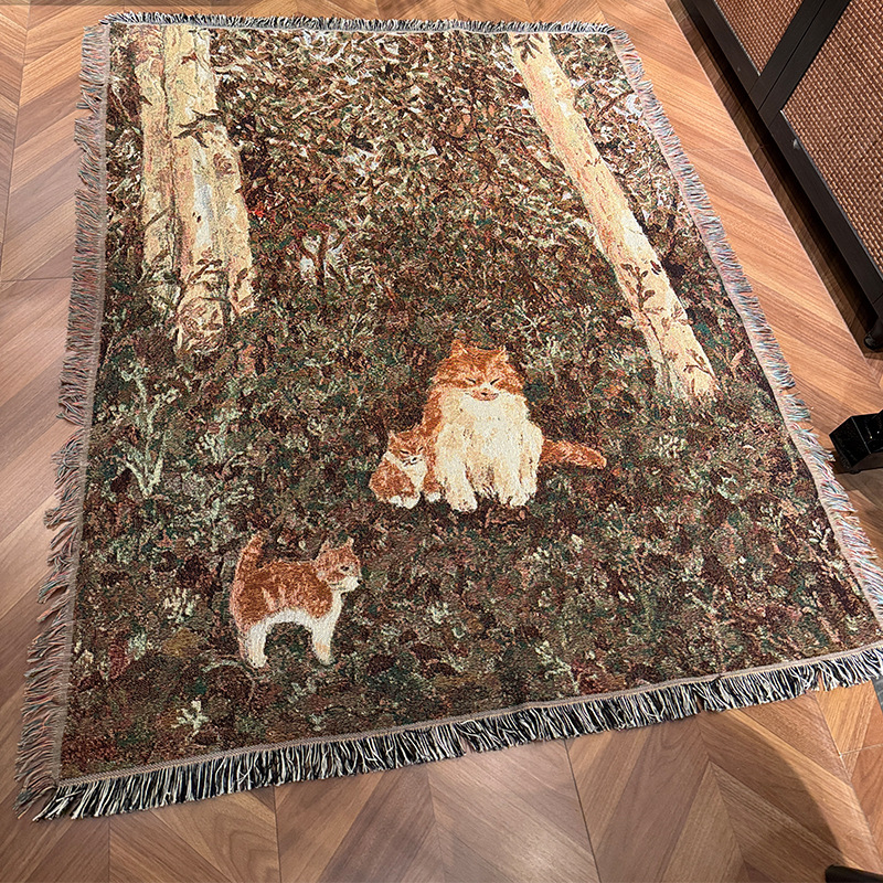 Deka s mačkom u karikaturi, jacquard pleteni, smjesa pamuka-nitrila, 800–999 g, za sve sezone