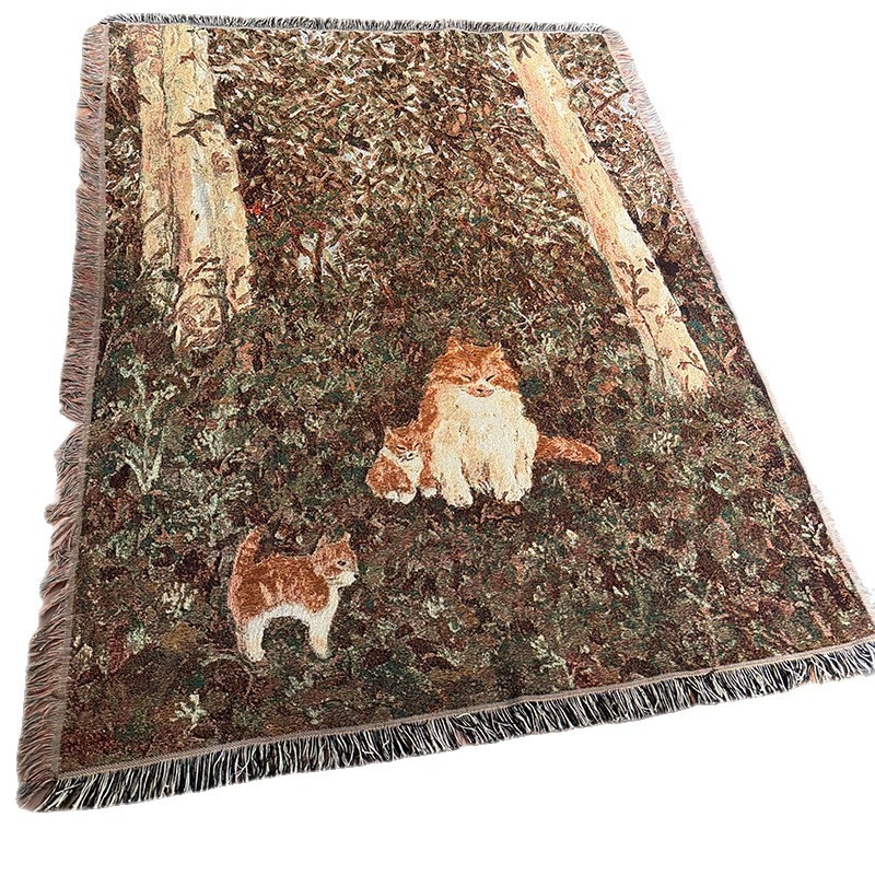 Deka s mačkom u karikaturi, jacquard pleteni, smjesa pamuka-nitrila, 800–999 g, za sve sezone