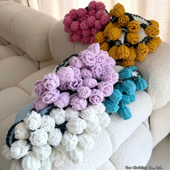 Κουβέρτα ανθοδέσμη - ίνες ακρυλικές, 800-1000 g, 65 λουλούδια, Raschel κουβέρτα, μοτίβο φυτών