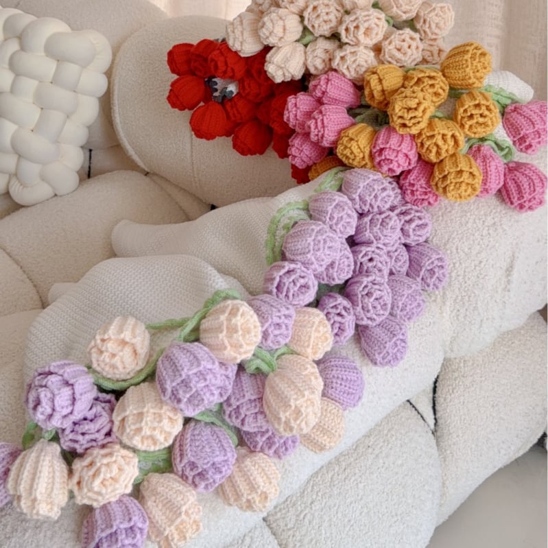 Κουβέρτα ανθοδέσμη - ίνες ακρυλικές, 800-1000 g, 65 λουλούδια, Raschel κουβέρτα, μοτίβο φυτών