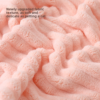 Peškir od coral fleece za kućnu upotrebu, upijajući, debel, velik, s pletenim rubom, brzo se suši, plažni ručnik