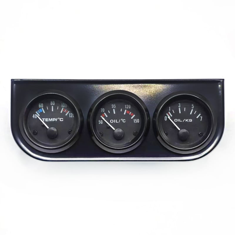 Trīs mērinstrumentu vienība 12V automobiļiem – ūdens temperatūras, eļļas temperatūras un eļļas spiediena mērinstrumenti, modelis Cznt-0008-2, precizitāte 99%