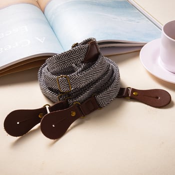 Pamuk trake za hlače s uzorkom herringbone, 3 kopče, podesiva duljina, unisex