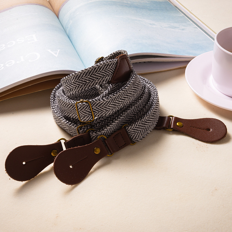 Pamuk trake za hlače s uzorkom herringbone, 3 kopče, podesiva duljina, unisex