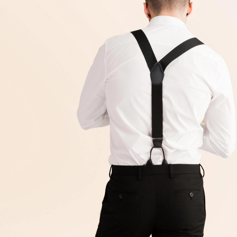 Naramenice za hlače, unisex; elastične trake + legura + kopče; 6 klipova; podesiva duljina; križni dizajn; odrasli