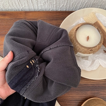 Jeansi copii cu fleece căptușit, iarnă, stil coreean, material principal bumbac 70%, talie medie cu curea elastică, culoare uni