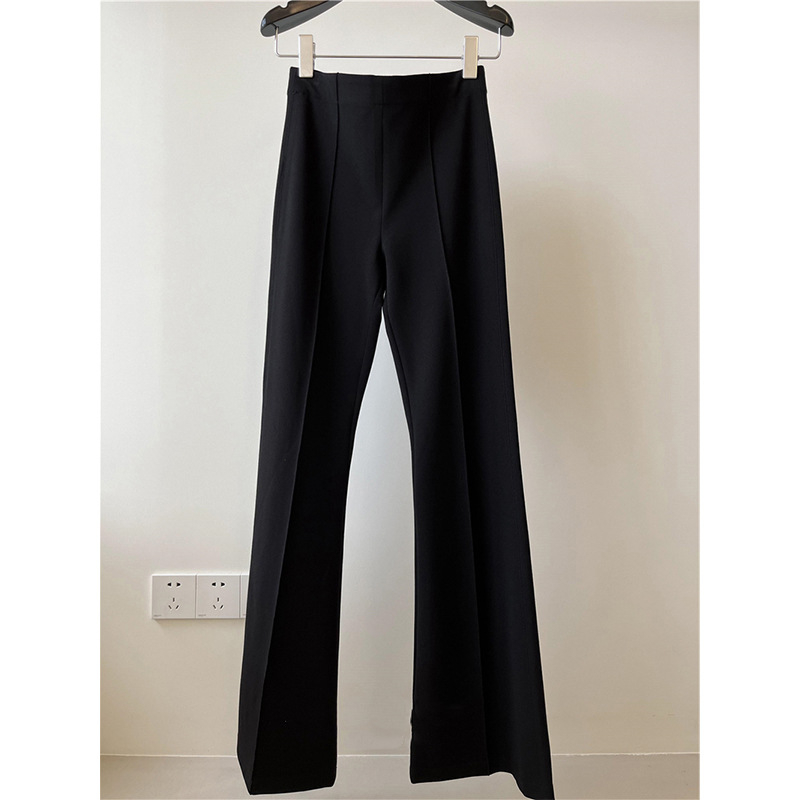 Γυναικείοι πλεκτοί παντελόνες με ψηλή μέση, φαρδιά προς τα κάτω, ελαστική μέση, ύφασμα βισκόζη-πολυεστέρα