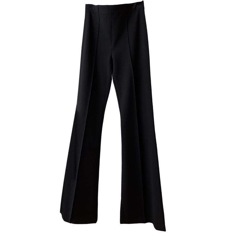 Γυναικείοι πλεκτοί παντελόνες με ψηλή μέση, φαρδιά προς τα κάτω, ελαστική μέση, ύφασμα βισκόζη-πολυεστέρα