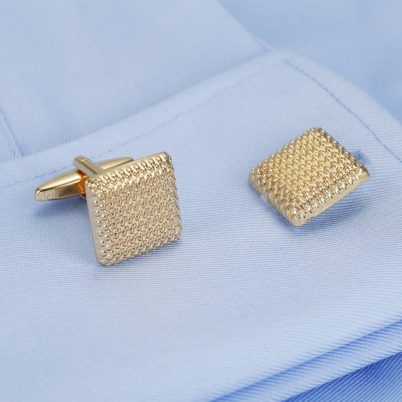 Копчета за маншети от мед, квадратен геометричен модел, позлатени, кристал аметист, модел 807