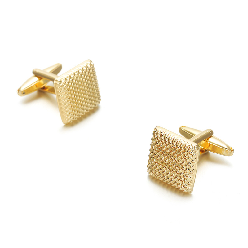 Копчета за маншети от мед, квадратен геометричен модел, позлатени, кристал аметист, модел 807