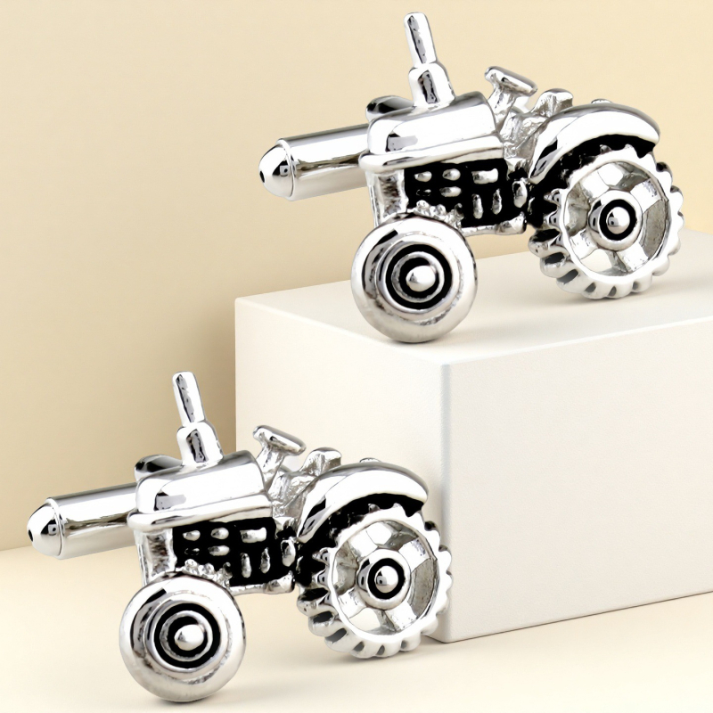 Маншети за ръкавели: тракторен мотив, стоманени, геометричен дизайн, електроплатиране, аметистов кристал