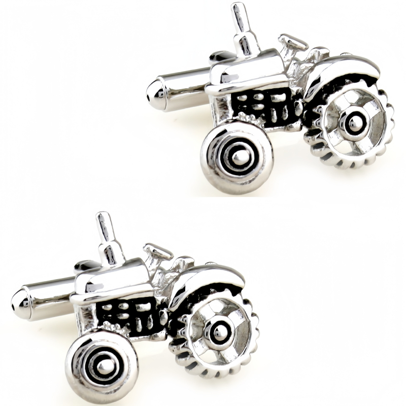 Маншети за ръкавели: тракторен мотив, стоманени, геометричен дизайн, електроплатиране, аметистов кристал