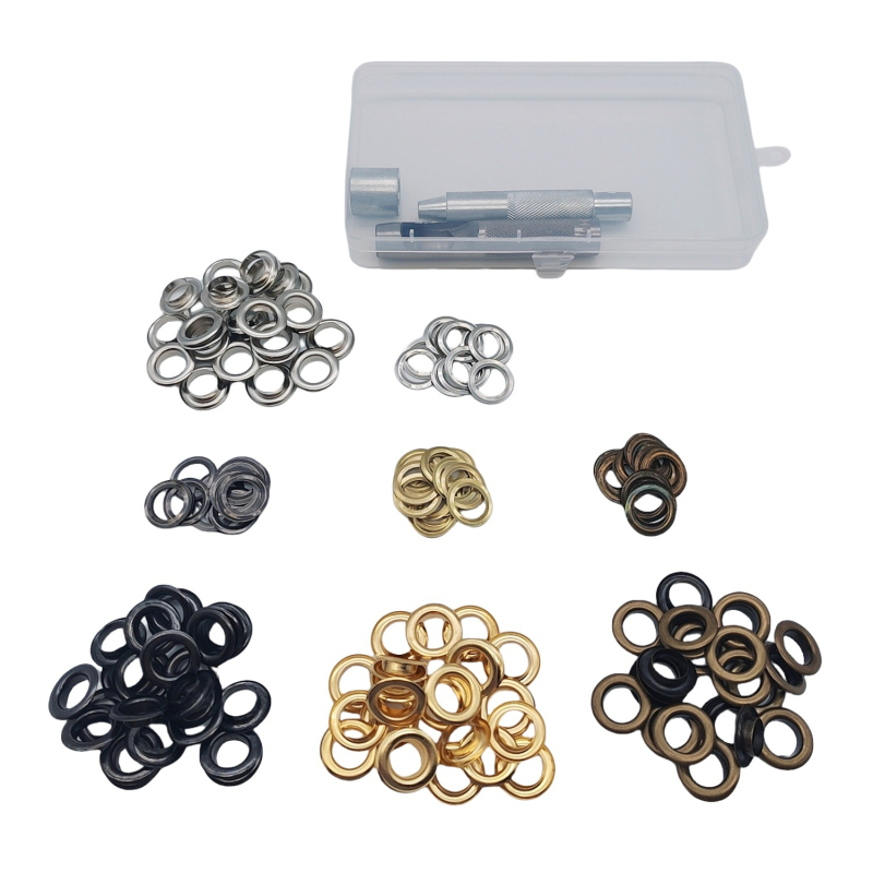 Mogi bakreni metalni oči s alatom za ugradnju – 100 kompleta za tkanine, šatore i odjeću