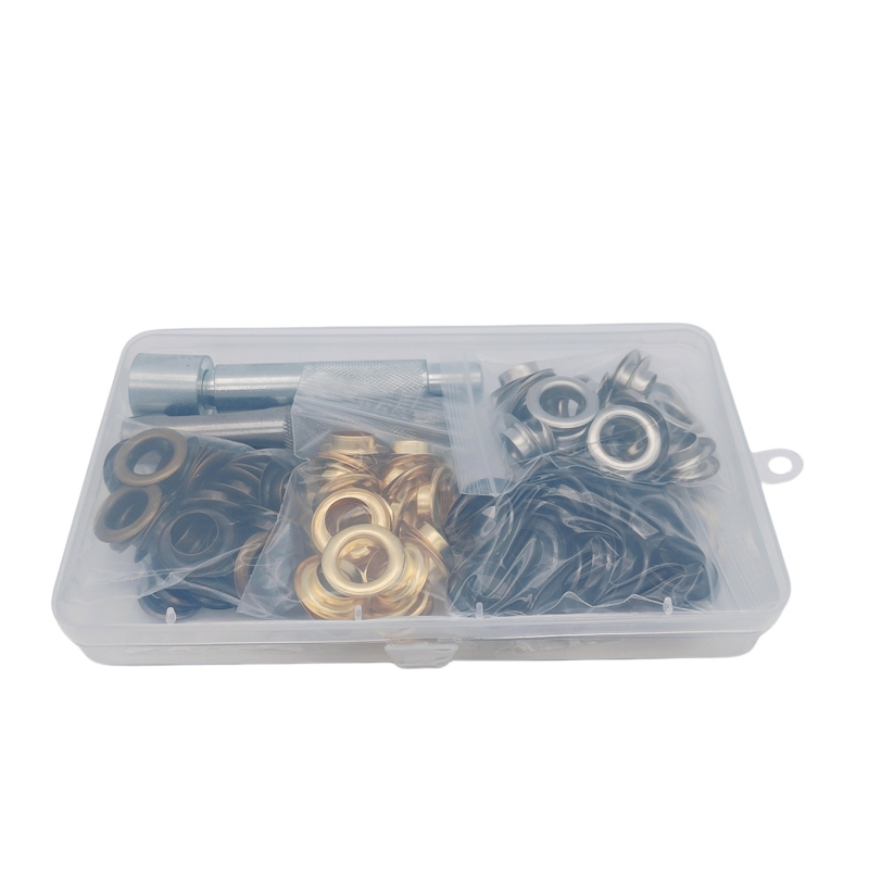 Mogi bakreni metalni oči s alatom za ugradnju – 100 kompleta za tkanine, šatore i odjeću