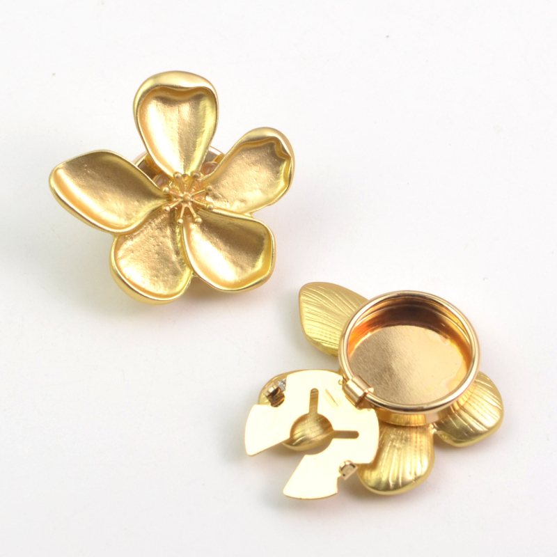 Маншетни копчета - сплав, цвете-образна форма, унисекс, инкрустирани диаманти, модерен OL стил