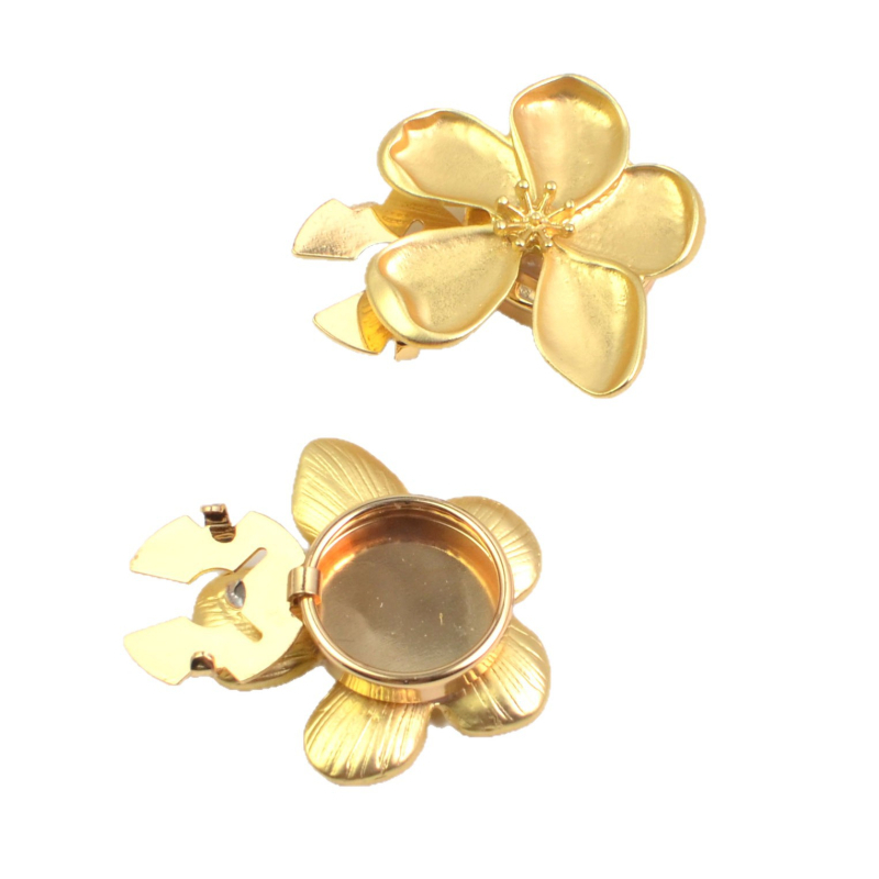 Маншетни копчета - сплав, цвете-образна форма, унисекс, инкрустирани диаманти, модерен OL стил