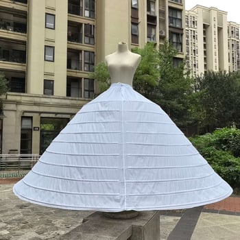 Nászruha alatti alsóruha 10 acélszerelési gyűrűvel és állítható hosszúsággal, bustle-stílus három gyűrűvel és kétszálú fonallal