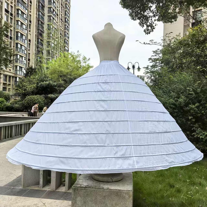 Nászruha alatti alsóruha 10 acélszerelési gyűrűvel és állítható hosszúsággal, bustle-stílus három gyűrűvel és kétszálú fonallal