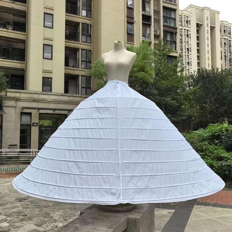 Nászruha alatti alsóruha 10 acélszerelési gyűrűvel és állítható hosszúsággal, bustle-stílus három gyűrűvel és kétszálú fonallal