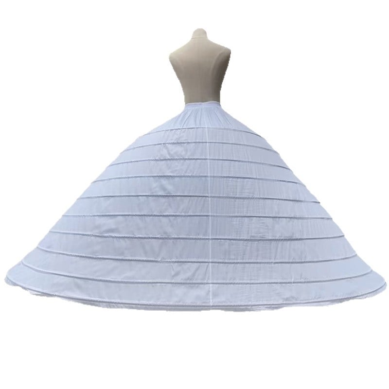 Nászruha alatti alsóruha 10 acélszerelési gyűrűvel és állítható hosszúsággal, bustle-stílus három gyűrűvel és kétszálú fonallal