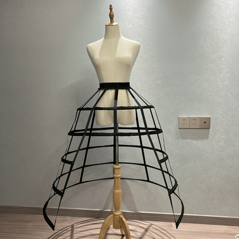 Lolita Petticoat, 5-Circle Split Birdcage Bustle, Fishbone Boning, Hollow Breathable Ribbon (Bustle: Three steel rings, double layer; Brand: Other; Age: Adult; Spring 2025)