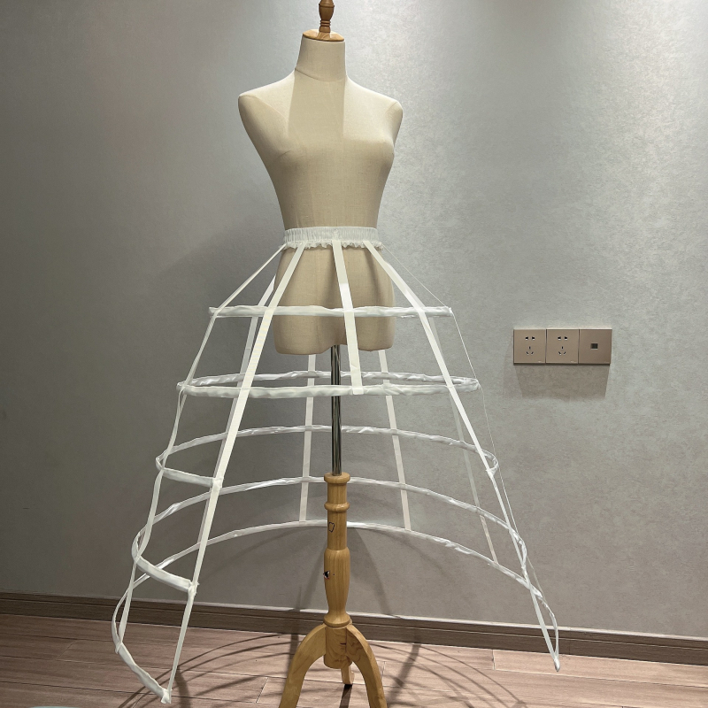 Lolita Petticoat, 5-Circle Split Birdcage Bustle, Fishbone Boning, Hollow Breathable Ribbon (Bustle: Three steel rings, double layer; Brand: Other; Age: Adult; Spring 2025)