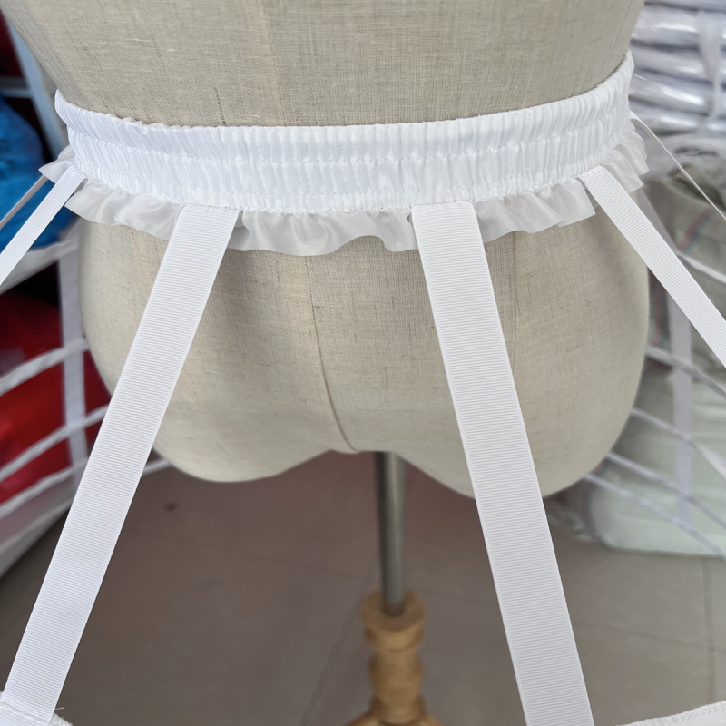 Lolita Petticoat, 5-Circle Split Birdcage Bustle, Fishbone Boning, Hollow Breathable Ribbon (Bustle: Three steel rings, double layer; Brand: Other; Age: Adult; Spring 2025)