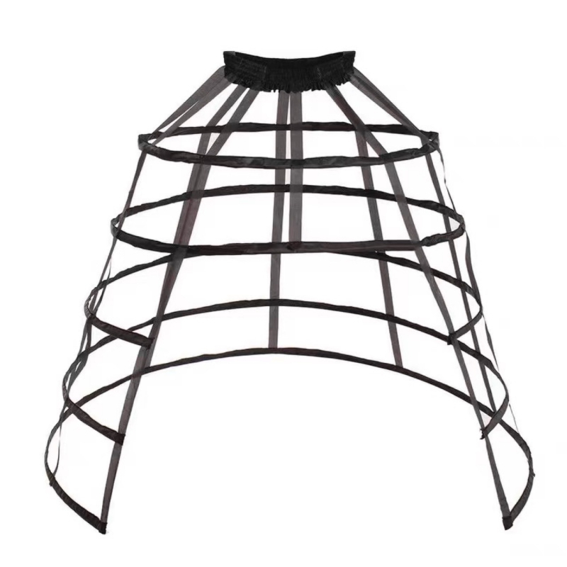 Lolita Petticoat, 5-Circle Split Birdcage Bustle, Fishbone Boning, Hollow Breathable Ribbon (Bustle: Three steel rings, double layer; Brand: Other; Age: Adult; Spring 2025)